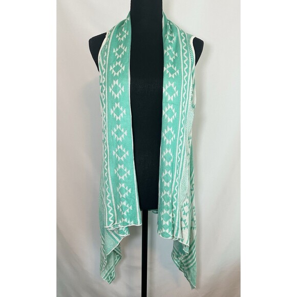 Takara Aztec Native Southwest Green White Sleeveless Sweater Vest Women's SMALL‎ - Picture 1 of 11